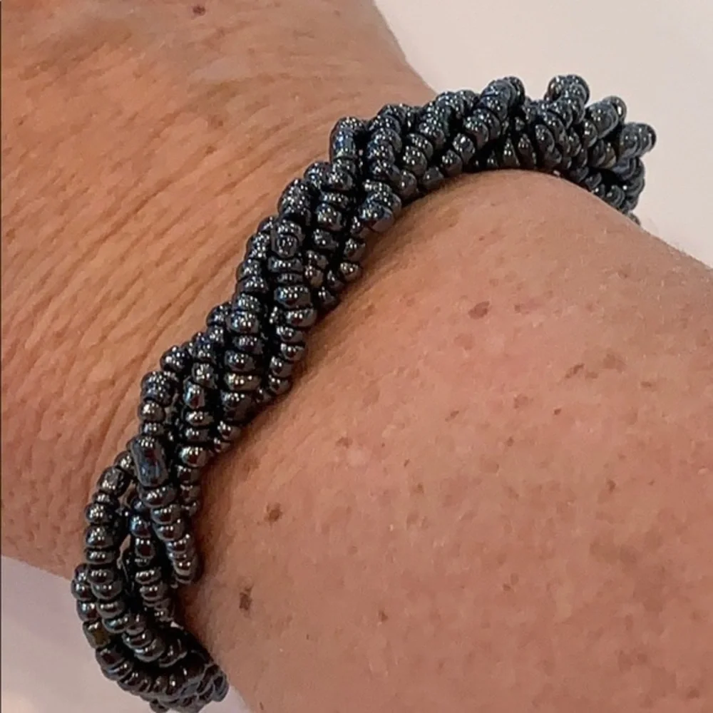 💐5/25 seed bead button clasp statement bracelet